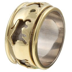 18k Yellow Gold Rotating Lion Band Estate Ring (Size 7.5)