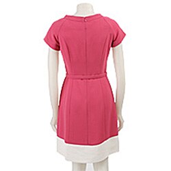 Ellen Tracy Women's Pink Belted Crepe Dress