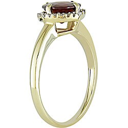 10k Yellow Gold Garnet and Diamond Ring