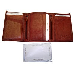 Kozmic Men's Leather Tri-fold Wallet With Two Center Zip Pockets