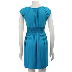 Soprano Short-sleeve U-neck Smocked Dress