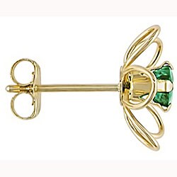 14k Gold Emerald Earrings and Necklace Set  (Set of 4)