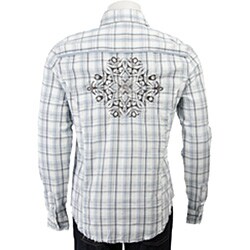 X Ray Men's Western Plaid Embroidered Shirt