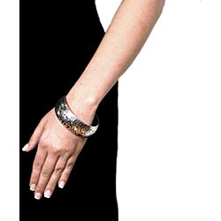 Silver Overlay Embossed Floral Bangle Bracelet