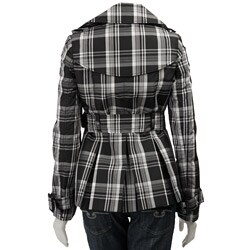 Coffee Shop Women's Buffalo Plaid Trench Coat