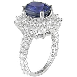 18k Gold 2 1/10ct TDW Diamond and Sapphire Ring (G-H-I, I1)