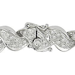 18k White Gold 7 7/8ct TDW Diamond Link Necklace (FG, VS)