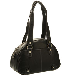 Perlina Soft Black Leather Satchel