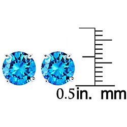 14k White Gold 3ct TDW Blue Diamond Stud Earrings