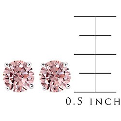 14k White Gold 1ct TDW Pink Diamond Stud Earrings (SI1)