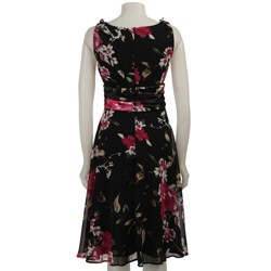 Connected Apparel Women's Floral Chiffon Dress