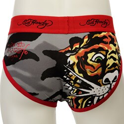 Ed Hardy Men's 'Open-mouth Tiger' Red Hip Briefs