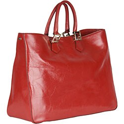 Fendi 'Twins' Red Leather Tote 