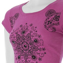 Self Esteem Junior's Magenta Rhinestone Embellished Tee