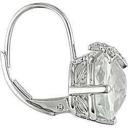 14k Gold White Topaz and Diamond Earrings