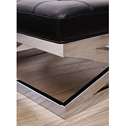 Black Leather X Ottoman