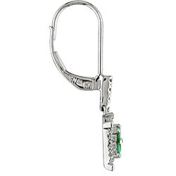 10k White Gold Emerald and 1/6ct TDW Diamond Earrings