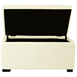 Lorenzo Medium Flip-top Off-white Storage Bench/ Ottoman