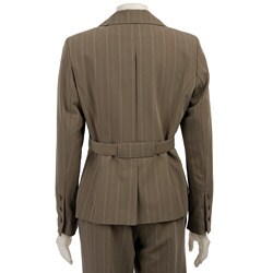 Larry Levine Women's York Stripe Belted Pant Suit