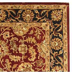 Handmade Heritage Kashan Burgundy/ Black Wool Rug (8' Square)