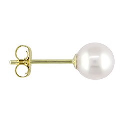 14k Yellow Gold White Freshwater Pearl Stud Earrings (5-5.5 mm)