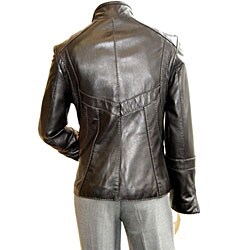 Izod Contrast Stitch Women's Lamb Leather Scuba Coat