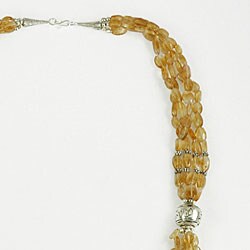 Silver Citrine 3-strand Necklace (Thailand)