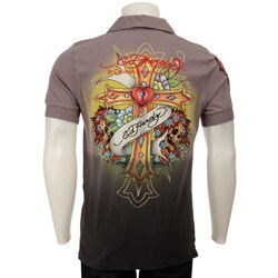 Ed Hardy Men's Grey Short-sleeve Cross Polo