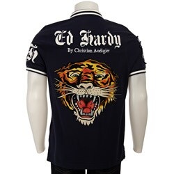 Ed Hardy Men's Navy Short-sleeve Tiger Back Polo