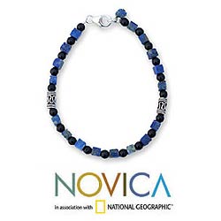 Onyx and Lapis Lazuli 'Blue Night' Beaded Bracelet (Thailand)