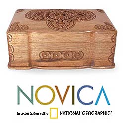Wood 'Florid Cameo' Jewelry Box (India)