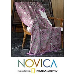Wool 'Diamond Bloom' Throw Blanket (India)