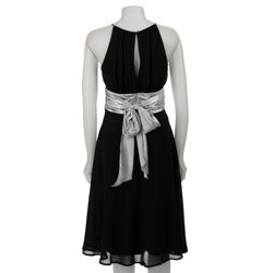 Connected Apparel Women's Black/ Silver Chiffon Dress