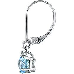 10k White Gold Blue Topaz and Diamond Earrings