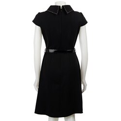 Tahari ASL Women's Short-sleeve Belted Ponte Dress