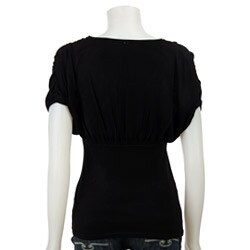 Shu Shu Women's V-neck Bubble Sleeve Sweater