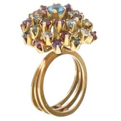18k Gold Multi colored Gemstone Estate Ring (Size 6.5)
