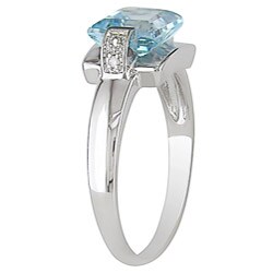 10k White Gold Blue Topaz and Diamond Ring