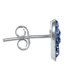 Sterling Silver Blue Crystal Studded Heart Earrings