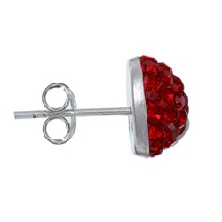 Sterling Silver Red Crystal Studded Dot Earrings