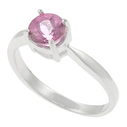 Sterling Silver Created Pink Topaz Solitaire Ring