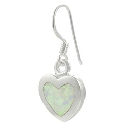 Sterling Silver Faux White Opal Heart Earrings