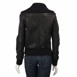 MICHAEL Michael Kors Womens Leather Bomber Jacket  