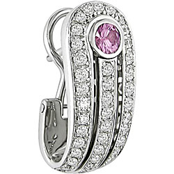 18k Gold Pink Sapphire/ 1 1/4ct TDW Diamond Earrings (G-H, SI1)