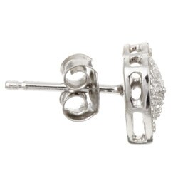 10k White Gold Diamond Heart Earrings