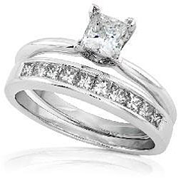 14k White Gold 1ct TDW Diamond Bridal Set (H-I, I1-I2)