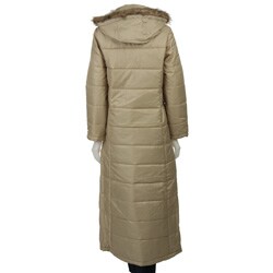 Infinito Women's Contemporary Square Quilted Faux Fur Hooded Coat