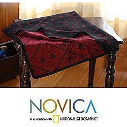 'Inca Duck Shadow' Alpaca Wool Throw Blanket (Peru)
