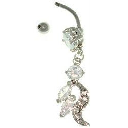 Stainless Steel Elegant Dangling Navel Ring