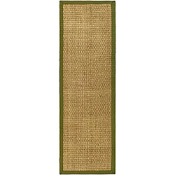 Hand-woven Casual Natural/ Olive Seagrass Runner (2'6 x 8')